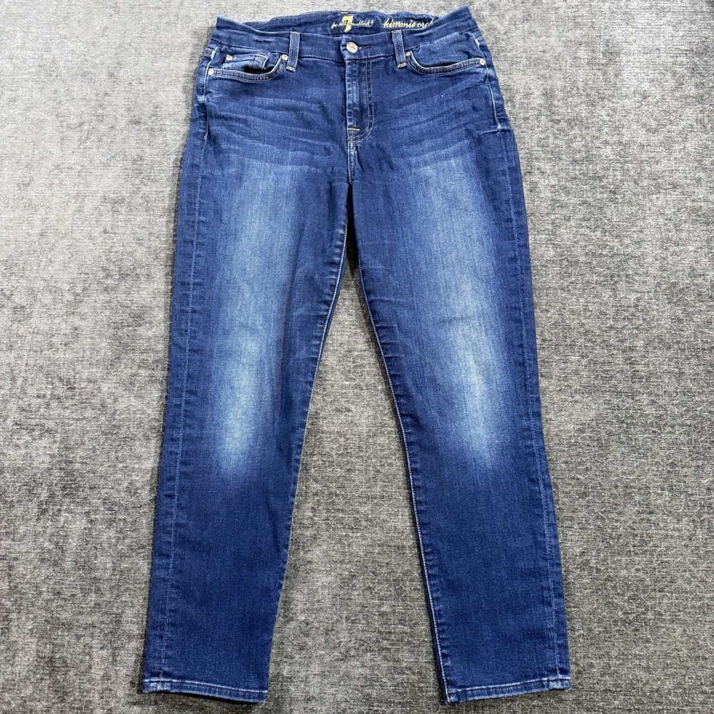 7 For All Mankind Jeans Womens Size 28 Kimmie Crop Straight‎ Leg Blue Denim 7FAM